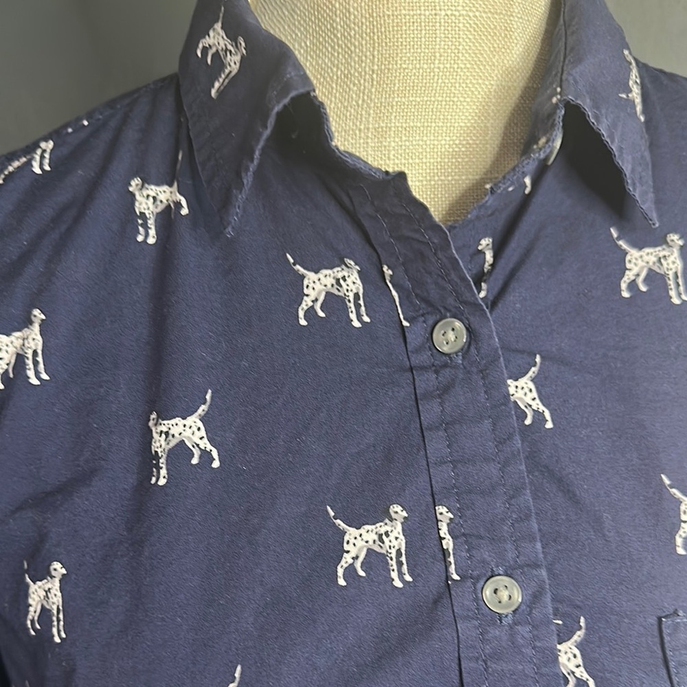 J Crew Navy Blue Dog Print Shirt